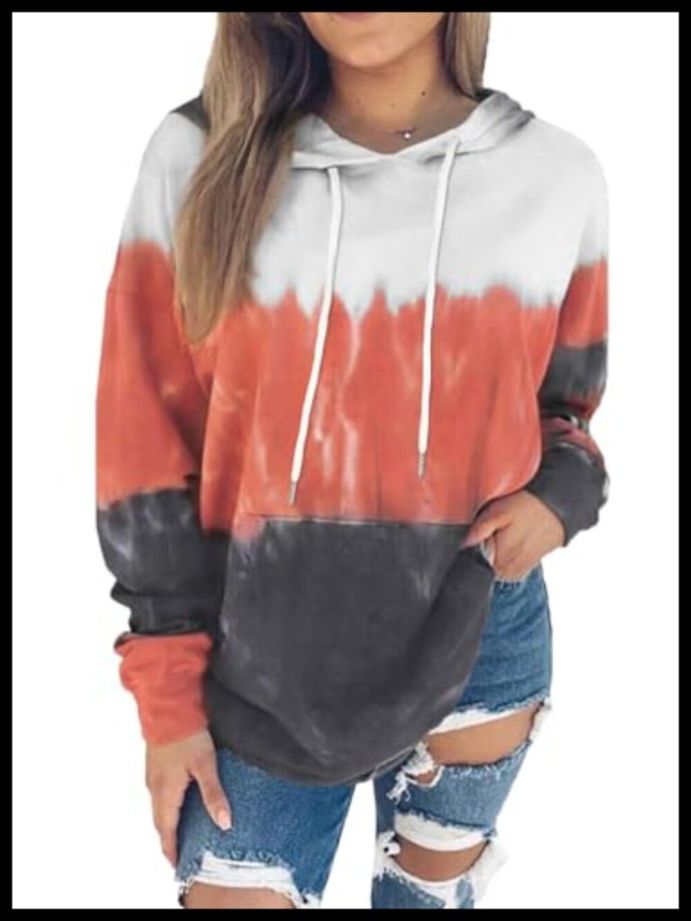 Womens Oversized Pullover Hoodie Long Sleeve Kangaroo Pocket Loose Fit
